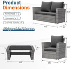 Wisteria Lane 4 Piece Patio Furniture Set, Wicker Outdoor Patio Conversation - Image 3