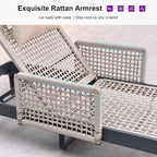 PURPLE LEAF 3 Pieces Outdoor Chaise Lounge Set Rattan Wicker Lounger - Image 5