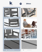 KINGYES HDPE Outdoor Rocking Chair, Widened Seat Patio Rocking Chair, Oversized - Image 6