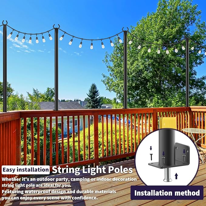 AILBTON 6 Pack 5Ft String Light Poles, Light Poles - Image 2