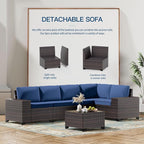 Kullavik 6PCS Outdoor Patio Furniture Set PE Wicker Rattan Sectional Sofa Patio - Image 5