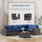 Kullavik 10 Pieces Outdoor Patio Furniture Set, PE Wicker Rattan Sectional Sofa - Image 4