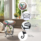Outdoor Side Table Round Small Mosaic Patio Accent Indoor End Plant Coffee Tea - Image 4
