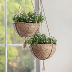 Natural Seagrass Hanging Planter Basket Set, Indoor Plant Pots, Boho Decor - Image 2