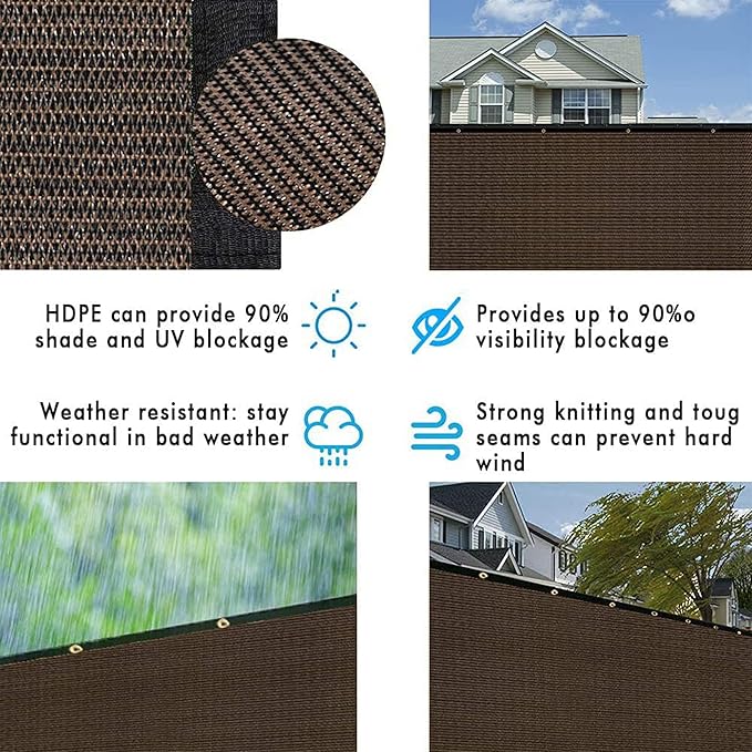 UPGRADE Privacy Fence Screen 4'x55' Brown Outdoor 90% Visibility Blockage 170 - Image 5