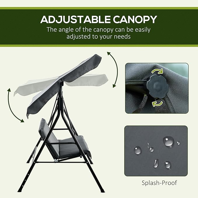 Outsunny 3-Seat Outdoor Patio Swing Chair - Image 3