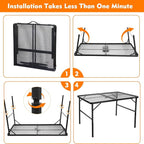 4 ft Folding Table with Metal Mesh Desktop, Grill Table Camping Table with - Image 7