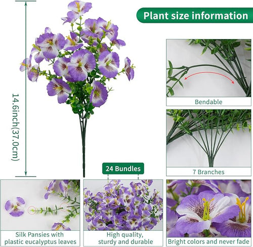24 Bundles Artificial Pansy Flowers - Image 2