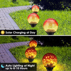 2 Pack 60 LED Garden Solar Outdoor Lights Decorative, Gradient red Cracked - Image 5