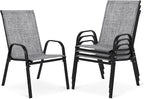 Outdoor Stackable Chairs Set of 4, Stacking Patio Chairs by Villeston