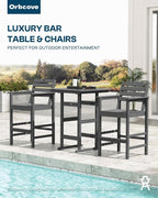 3-Piece HDPE Outdoor Bar, Outdoor Bar Stools and Outdoor Bar Table - Image 6