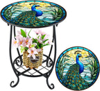 Outdoor Side Table Round Small Mosaic Patio Accent Indoor End Plant Coffee Tea by Cinnvoice