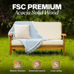 Idzo Laurent 700lbs Capacity Acacia Outdoor Loveseat, FSC Certified 2 Seater - Image 4