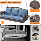 Upgraded Wicker Hanging Porch Swing Heavy Duty 900 LBS 3-Seat Outdoor Patio - Image 6
