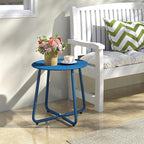 HollyHOME Round Metal Side Table, Rust-Resistant Patio Small Plant Stand - Image 2