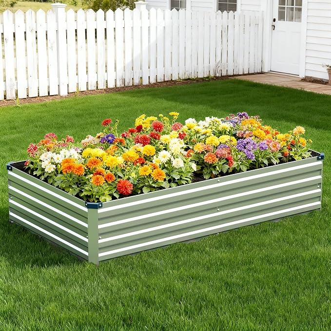 Vengarus 8x4x1FT Galvanized Raised Garden Bed Kit, Outdoor Metal Planter Box - Image 4