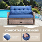 Patio Rattan Daybed, Wicker Recliner Loveseat - Image 6