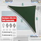 Amgo Custom Size 9' x 11' x 14.2' Green Right Triangle Sun Shade Sail Order to - Image 7