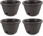 Suncast 4 Pack Wicker Hose Pot, Decorative Resin Garden Hose Storage, 100ft by Suncast