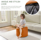 HIGOGOGO Round Stuffed Pouf Ottoman, Pu Leather Poufs - Image 9
