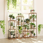 Bamworld 4 Sets Tall Plant Stands Indoor Outdoor Combo Plant Shelves Wooden - Image 8