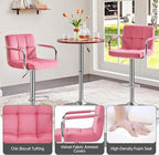 Yaheetech Bar Stools Set of 2, Adjustable Velvet Fabric Swivel Barstools - Image 5