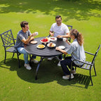 VEVOR Outdoor Patio Dining Table, 47 inch Round Metal Steel Slat Backyard - Image 2