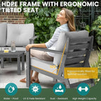 6-Piece HDPE Patio Furniture Set, Outdoor Sectional Sofa Set, All Weather - Image 4