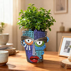 Abstract Face Planter Pots for Plants, Hand-Painted Colorful Flower Pots - Image 6