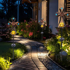 VCUTEKA Solar Garden Lights Cemetery Metal Flower Decor Colorful Solar Pathway - Image 4