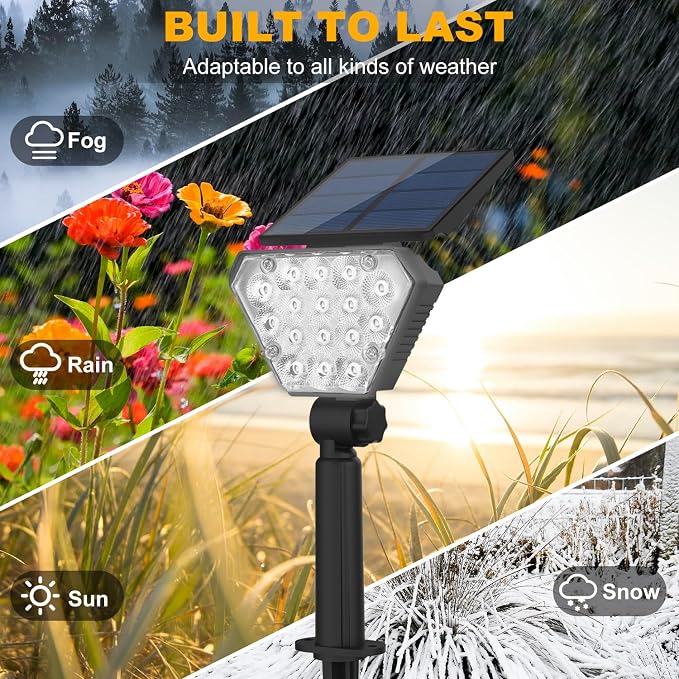 T-SUN Solar Lights Outdoor Waterproof IP65, 12 Pack LED Solar Spot Lights Color - Image 4