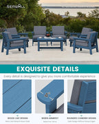SERWALL HDPE Outdoor Furniture Set, 7 Piece All Weather Wood-Like Outdoor Sofa - Image 4