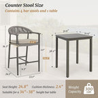 5-Piece Outdoor Patio Furniture Set, 4 Rattan Bar Stools - Image 2