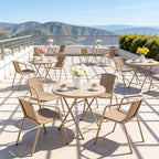 VINGLI PE Rattan Outdoor Dining Chairs Set of 4, Plastic Stackable Patio Chairs - Image 8