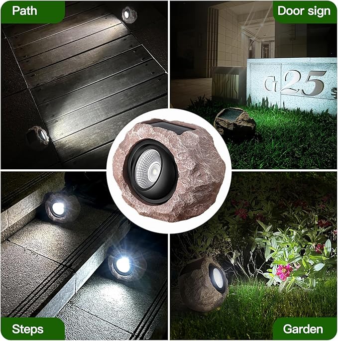 4 Pack Solar Rock Lights Outdoor, Angle Adjustable Solar Lights Outdoor - Image 6