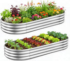 GADI Metal Raised Garden Bed 2Sets Galvanized Planter Box by GADI
