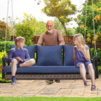 3-Person Wicker Porch Swing Chair Heavy Duty 900 LBS Outdoor Rattan Patio Swing - Image 7
