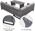 Belord Outdoor Sectional Sofa 6 Seater L Shaped Couch Wicker Patio Conversation - Image 6