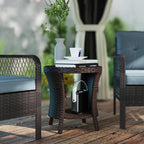 Outsunny 18" Outdoor Wicker Coffee Table, 2-Tier Patio Side Table - Image 2