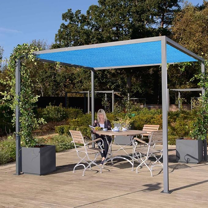 Eden's Decor Straight Flat-Edged Sun Shade Sail Rectangular 12' x 14' Blue - Image 7