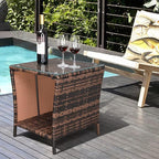 VINGLI Outdoor Wicker Side Table Patio Side Tables - Image 5