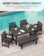 SERWALL 2-Person Outdoor Bench Backless, HDPE Outdoor Benches Weatherproof - Image 8