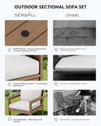 SERWALL HDPE Patio Furniture Set, 7-piece Outdoor Sectional Sofa Set, All - Image 5