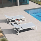 PURPLE LEAF Oversize Chaise Lounge Chair Outdoor 2 Pieces White Aluminum Lounge - Image 2