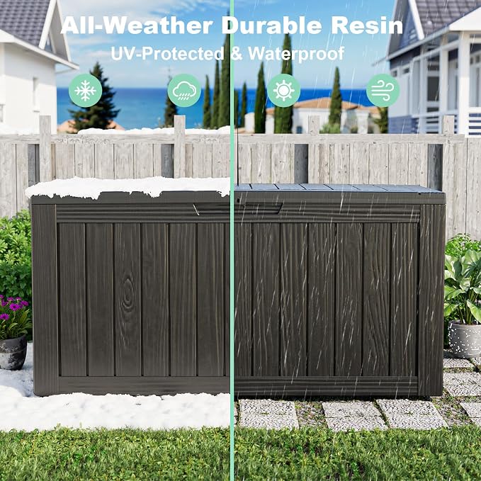 EasyUp 90 Gallon Outdoor Deck Box Waterproof, UV Resistant Resin Outdoor - Image 4