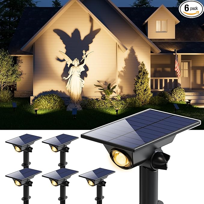 6 Pack Solar Power Spot Lights Outdoor Waterproof LED Dusk to Dawn Landscape by GVSHINE