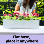 LaLaGreen Wall Planter White Carbon Steel Metal Hanging Flower Pots, Long - Image 5