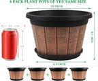 Quarut 4 Pack 10 inch Plant Pots, Upgrade Whiskey Barrel Planters - Image 2