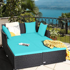 HAPPYGRILL Outdoor Rattan Daybed Patio Loveseat Sofa Set - Image 2