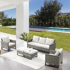 Belord Wicker Patio Furniture 5 Piece Outdoor Sofa Set, Oversize Outdoor Dining - Image 3